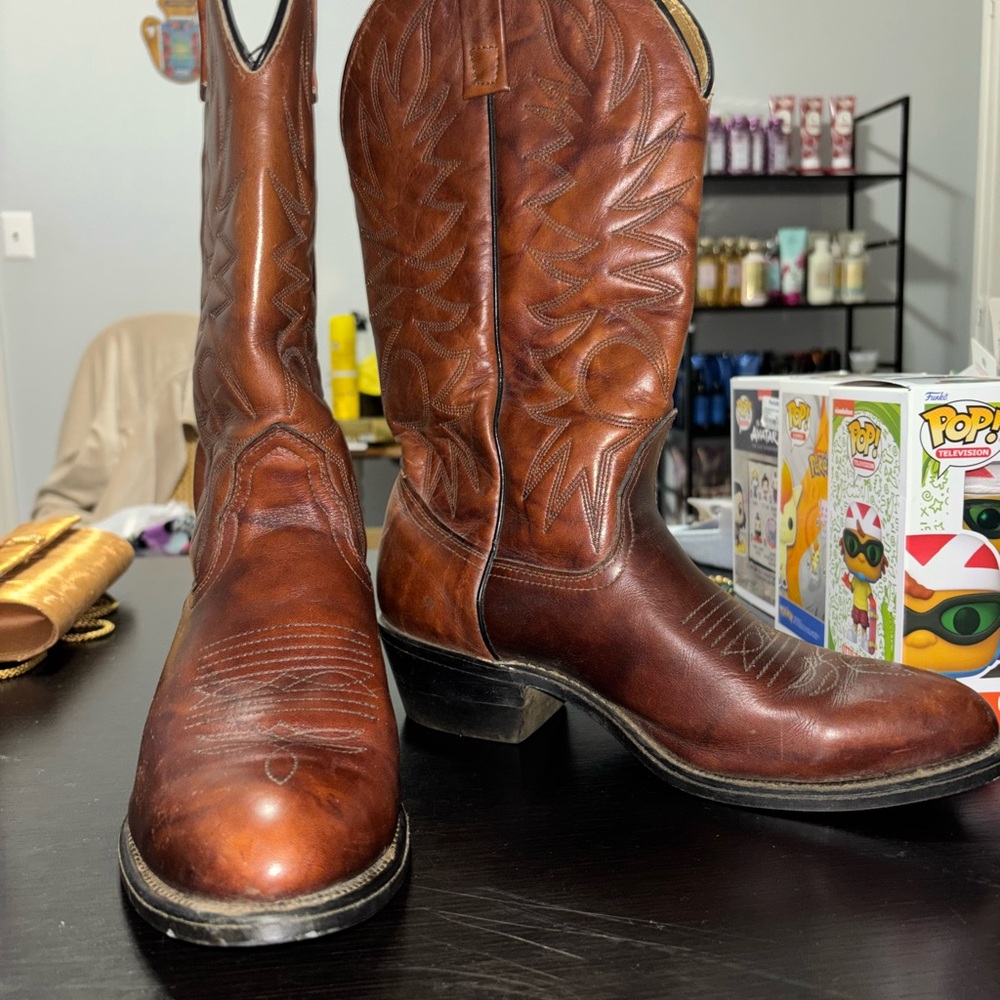 Men's Brown Leather Cowboy Boots